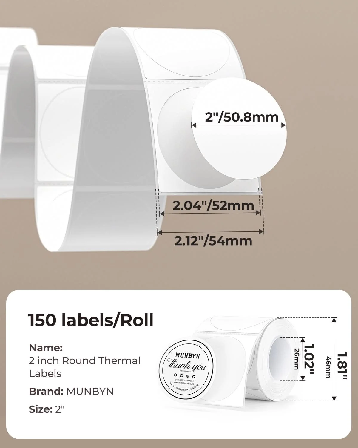 2" Circle White Labels - Image 2